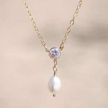 Baroque Pearl and Cubic Zirconia Necklace